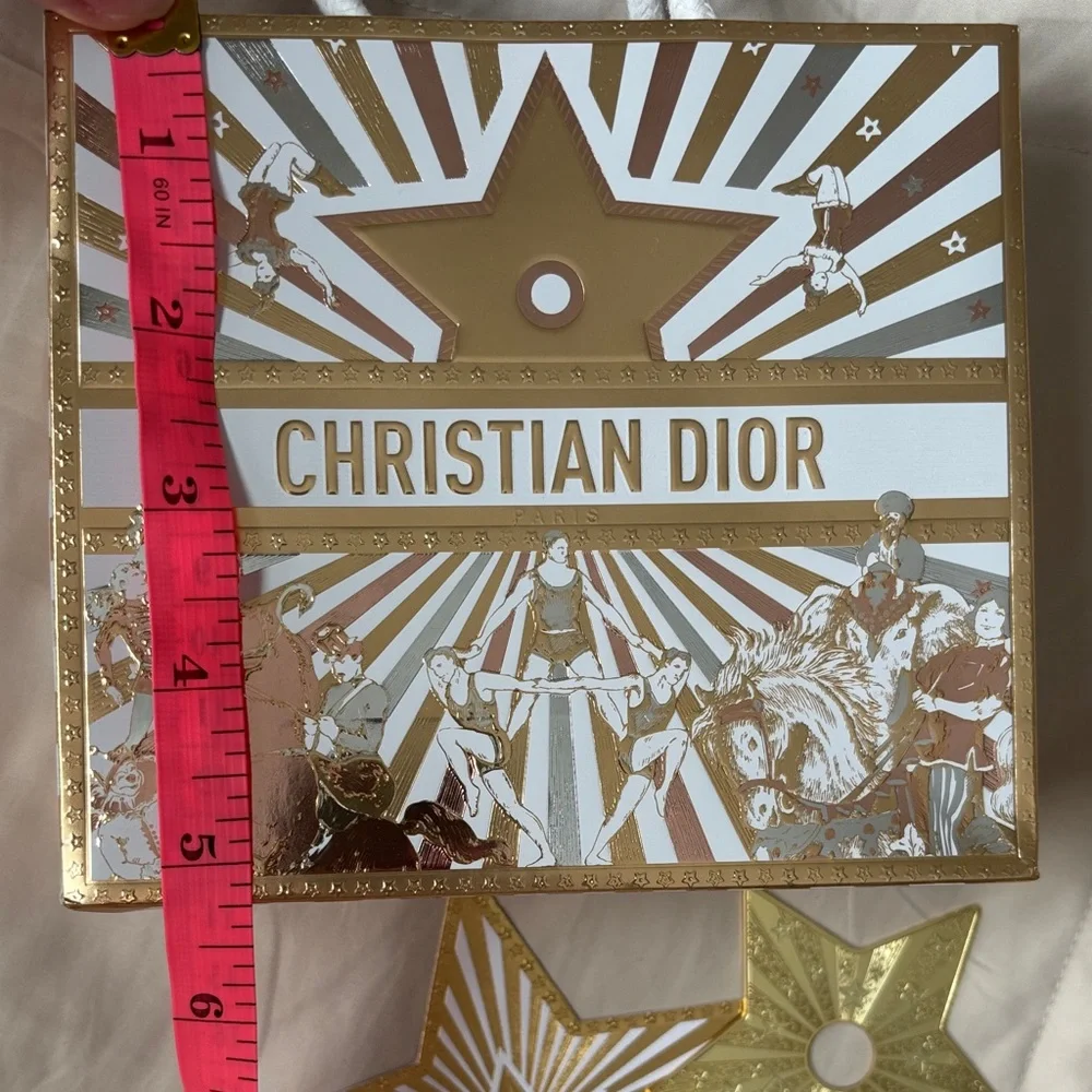 Christian Dior Gold White Star Circus Holiday Rodeo Gift Bag Tag Metal Ornament